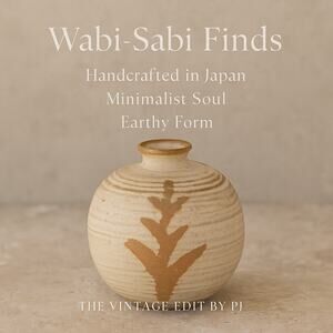 Vintage Japanese Pottery Vase | Minimalist Wabi-Sabi Decor | Cream Tan Small